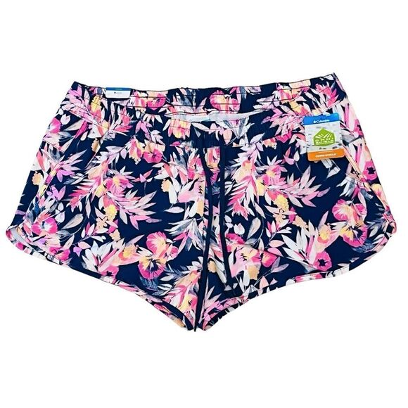 NEW Columbia Women’s Shirts Multicolor Tropical Floral Elastic-Waist Sz XL - Picture 1 of 13